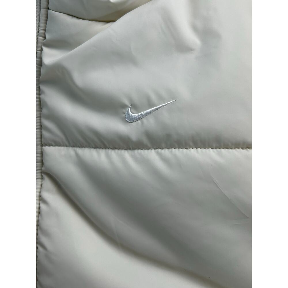 Nike Therma-FIT Hooded Puffer Jacket Women's L Ivory Cream Full Zip Winter Coat - Picture 3 of 7